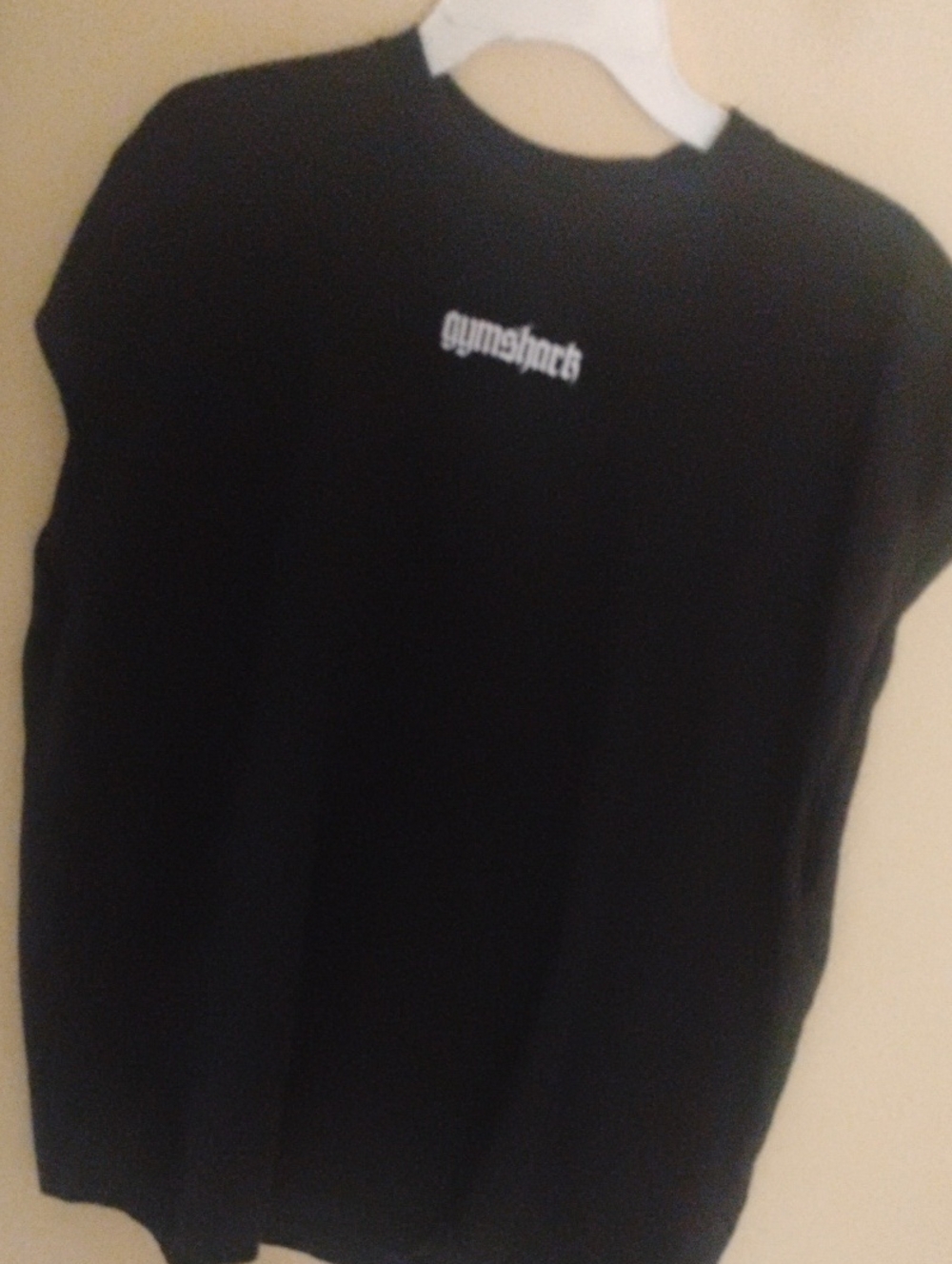 Gymshark Black Crew Neck Tee with White Logo (I Cut The Sleeves Off)